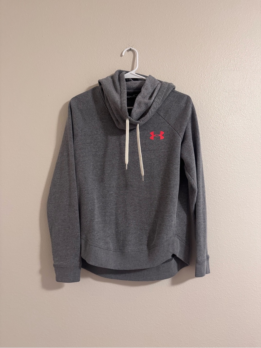 Under Armour Gray Cowl Neck Pullover with Pink Logo